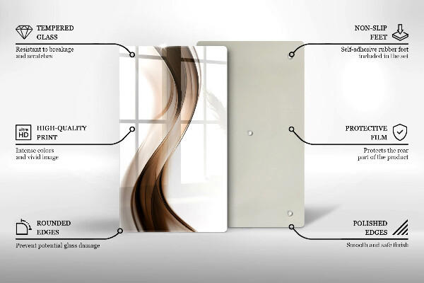 Glas Ceranfeldabdeckung Spritzschutz Abstrakte braune Linien