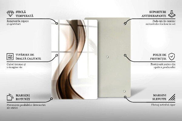 Glas Ceranfeldabdeckung Spritzschutz Abstrakte braune Linien