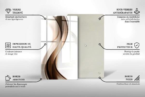 Glas Ceranfeldabdeckung Spritzschutz Abstrakte braune Linien