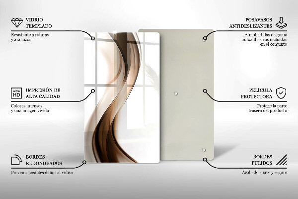 Glas Ceranfeldabdeckung Spritzschutz Abstrakte braune Linien