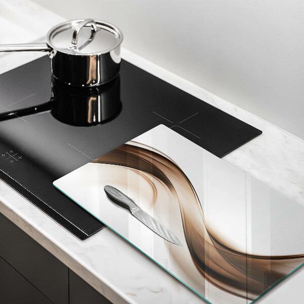 Glas Ceranfeldabdeckung Spritzschutz Abstrakte braune Linien