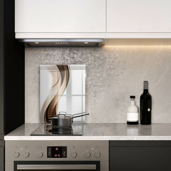 Glas Ceranfeldabdeckung Spritzschutz Abstrakte braune Linien