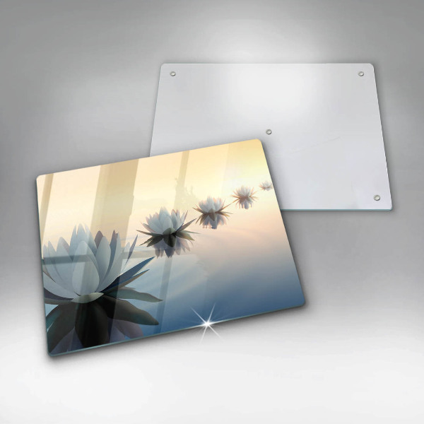 Glas Herdabdeckplatte Lilienblüten auf dem Wasser