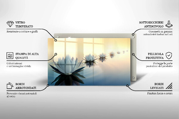 Glas Herdabdeckplatte Lilienblüten auf dem Wasser