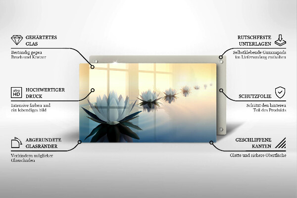 Glas Herdabdeckplatte Lilienblüten auf dem Wasser