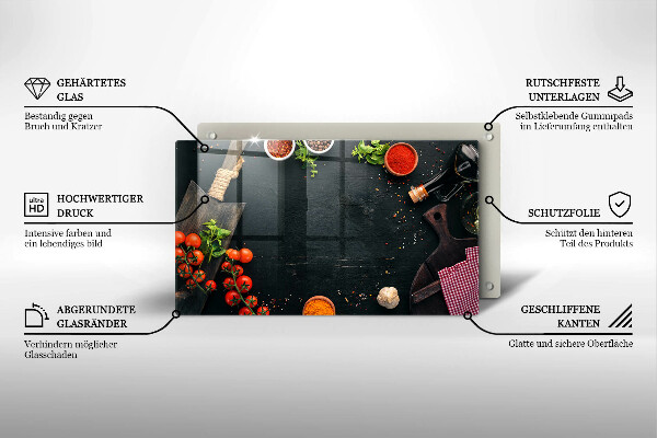 Glas Herdabdeckplatte Kirschtomaten
