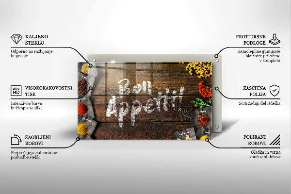 Glas Herdabdeckplatte Bon Appetit Inschriftentafeln