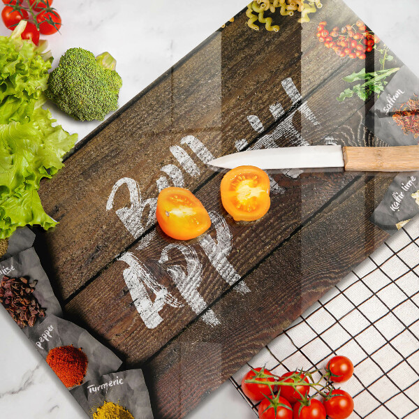 Glas Herdabdeckplatte Bon Appetit Inschriftentafeln