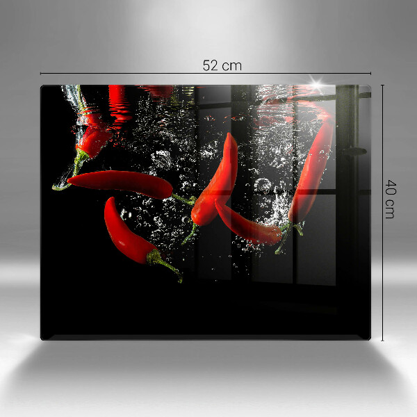 Glas Herdabdeckplatte Chilischoten in Wasser