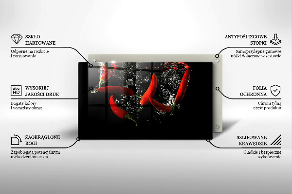 Glas Herdabdeckplatte Chilischoten in Wasser
