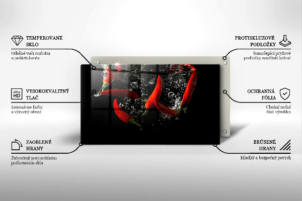 Glas Herdabdeckplatte Chilischoten in Wasser