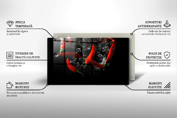 Glas Herdabdeckplatte Chilischoten in Wasser
