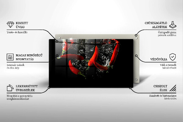 Glas Herdabdeckplatte Chilischoten in Wasser