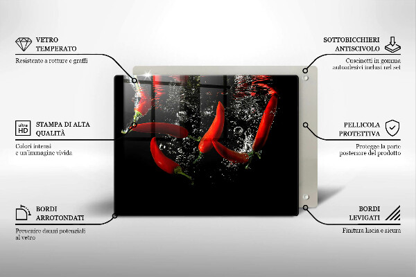 Glas Herdabdeckplatte Chilischoten in Wasser