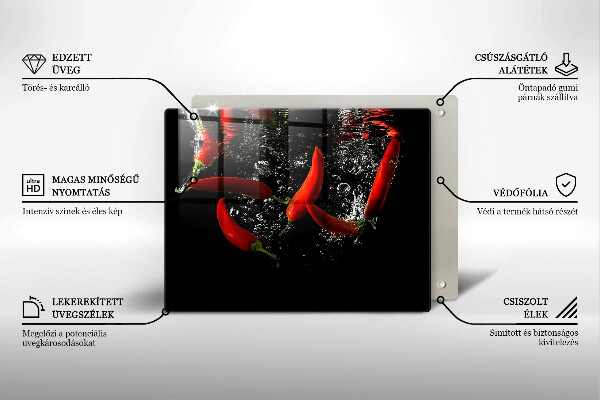 Glas Herdabdeckplatte Chilischoten in Wasser