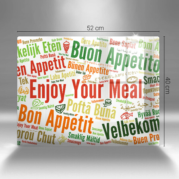 Glas Herdabdeckplatte Untertitel Guten Appetit Sprachen