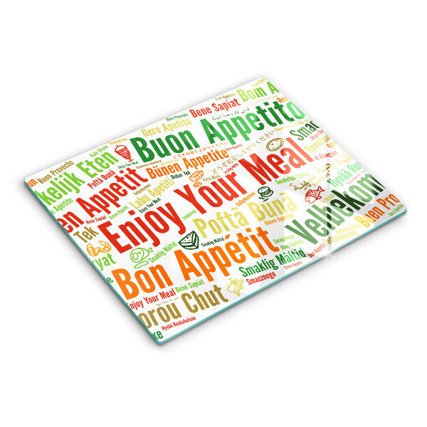 Glas Herdabdeckplatte Untertitel Guten Appetit Sprachen
