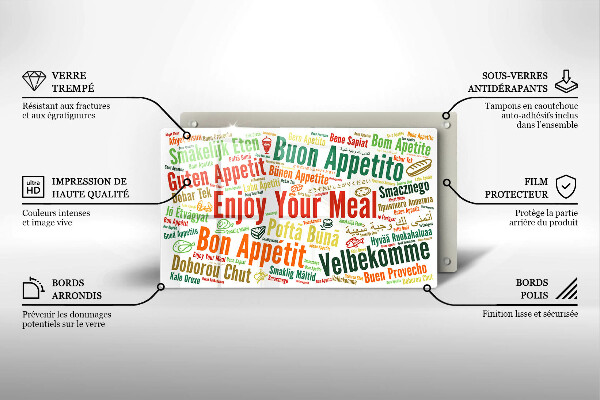 Glas Herdabdeckplatte Untertitel Guten Appetit Sprachen