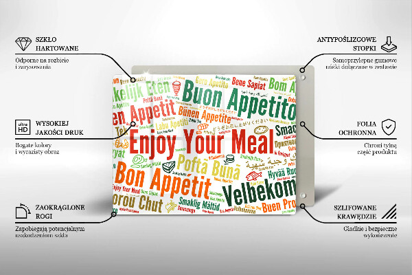 Glas Herdabdeckplatte Untertitel Guten Appetit Sprachen