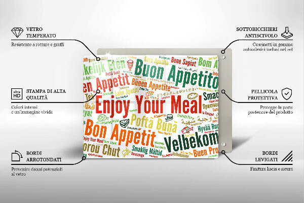 Glas Herdabdeckplatte Untertitel Guten Appetit Sprachen