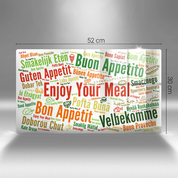 Glas Herdabdeckplatte Untertitel Guten Appetit Sprachen