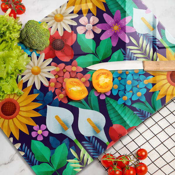 Glas Herdabdeckplatte Blumenwieseillustration