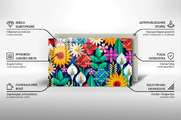 Glas Herdabdeckplatte Blumenwieseillustration