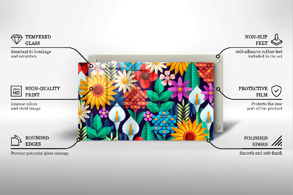 Glas Herdabdeckplatte Blumenwieseillustration