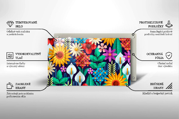 Glas Herdabdeckplatte Blumenwieseillustration