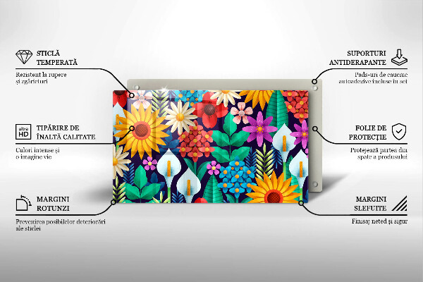 Glas Herdabdeckplatte Blumenwieseillustration