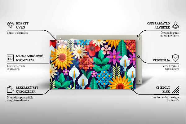 Glas Herdabdeckplatte Blumenwieseillustration