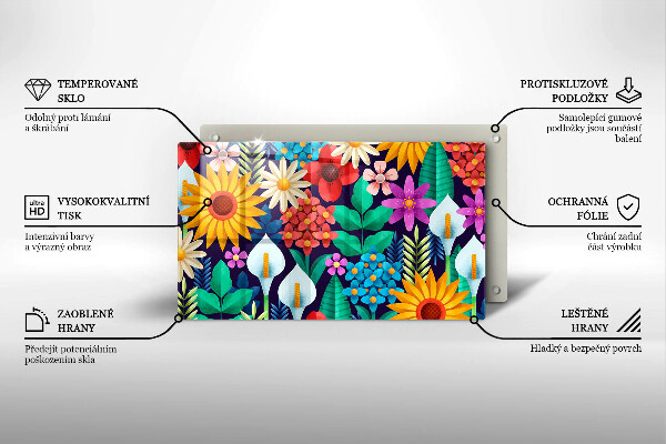 Glas Herdabdeckplatte Blumenwieseillustration