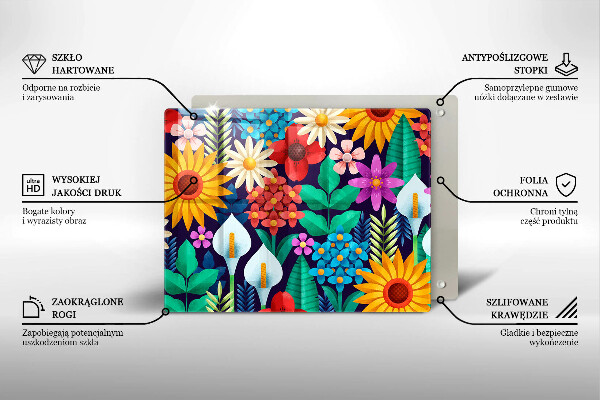 Glas Herdabdeckplatte Blumenwieseillustration