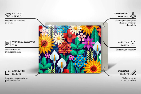 Glas Herdabdeckplatte Blumenwieseillustration