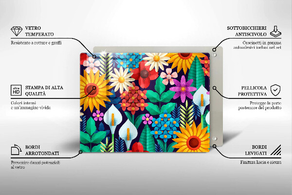 Glas Herdabdeckplatte Blumenwieseillustration