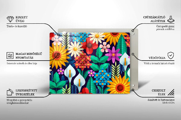 Glas Herdabdeckplatte Blumenwieseillustration