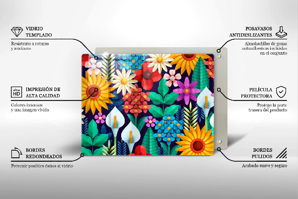 Glas Herdabdeckplatte Blumenwieseillustration