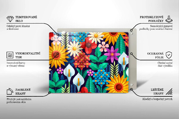 Glas Herdabdeckplatte Blumenwieseillustration