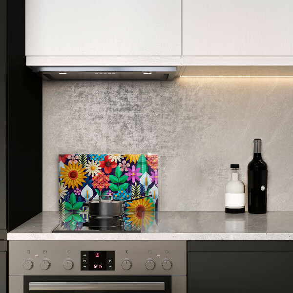 Glas Herdabdeckplatte Blumenwieseillustration