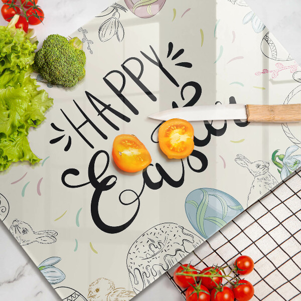 Glas Herdabdeckplatte Happy Easter