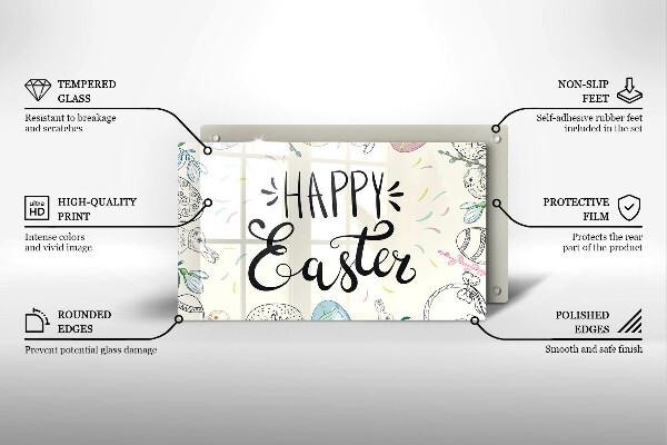 Glas Herdabdeckplatte Happy Easter