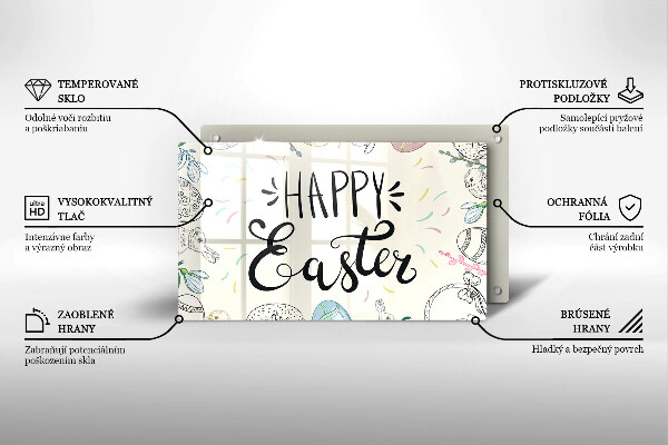 Glas Herdabdeckplatte Happy Easter