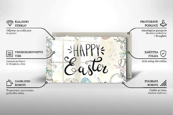 Glas Herdabdeckplatte Happy Easter