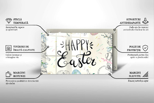 Glas Herdabdeckplatte Happy Easter