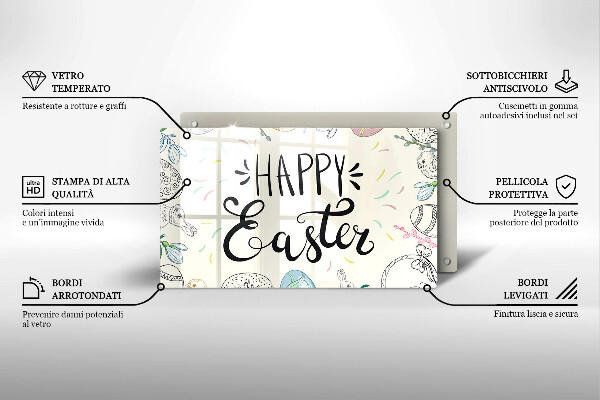 Glas Herdabdeckplatte Happy Easter