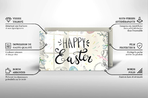 Glas Herdabdeckplatte Happy Easter