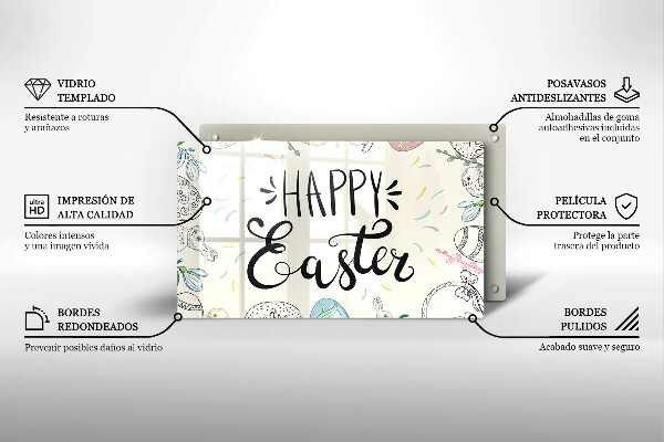 Glas Herdabdeckplatte Happy Easter