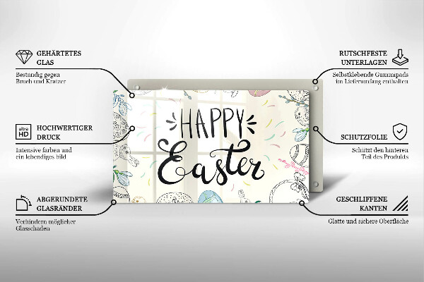 Glas Herdabdeckplatte Happy Easter