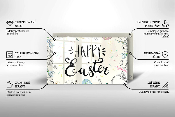 Glas Herdabdeckplatte Happy Easter