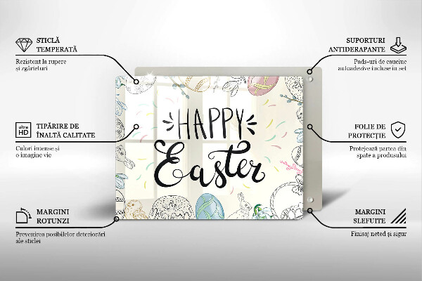 Glas Herdabdeckplatte Happy Easter